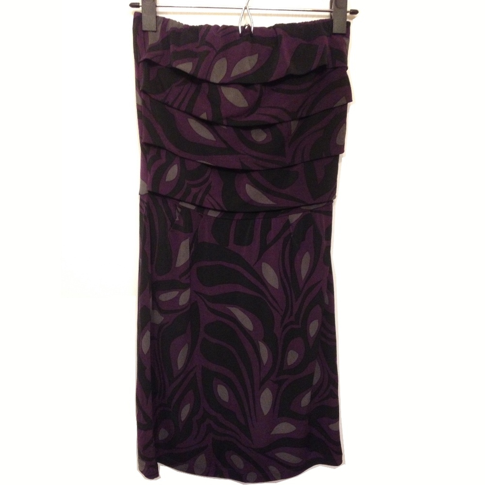 Banana Republic Purple Floral Strapless Graduation Cocktail Dress XS