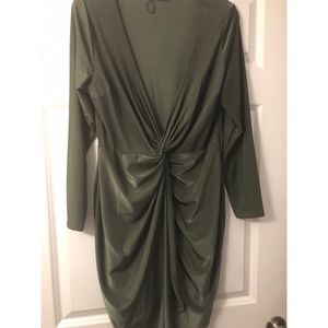 Boohoo olive wrap mini dress