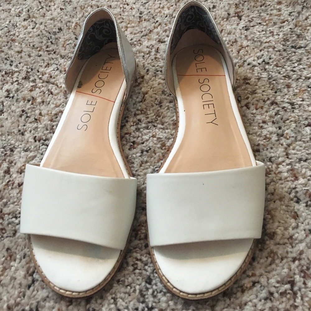 White and silver fiats/sandals