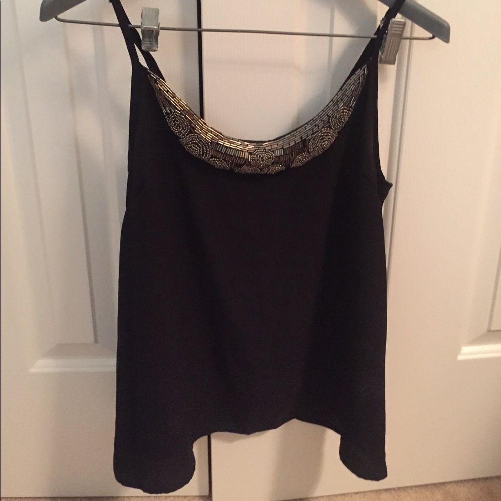 Black tank with front beading detail