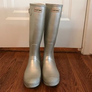 Silver hunter rain boots