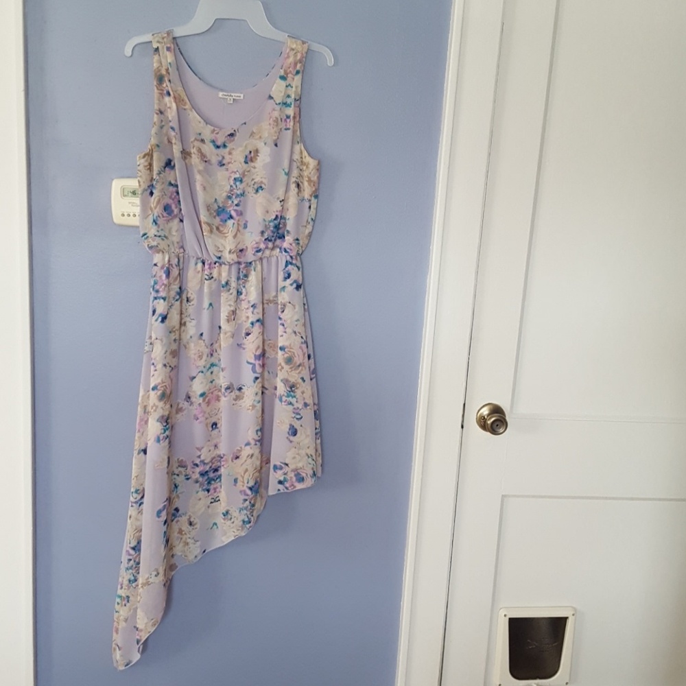 Pastel purple floral high low dress