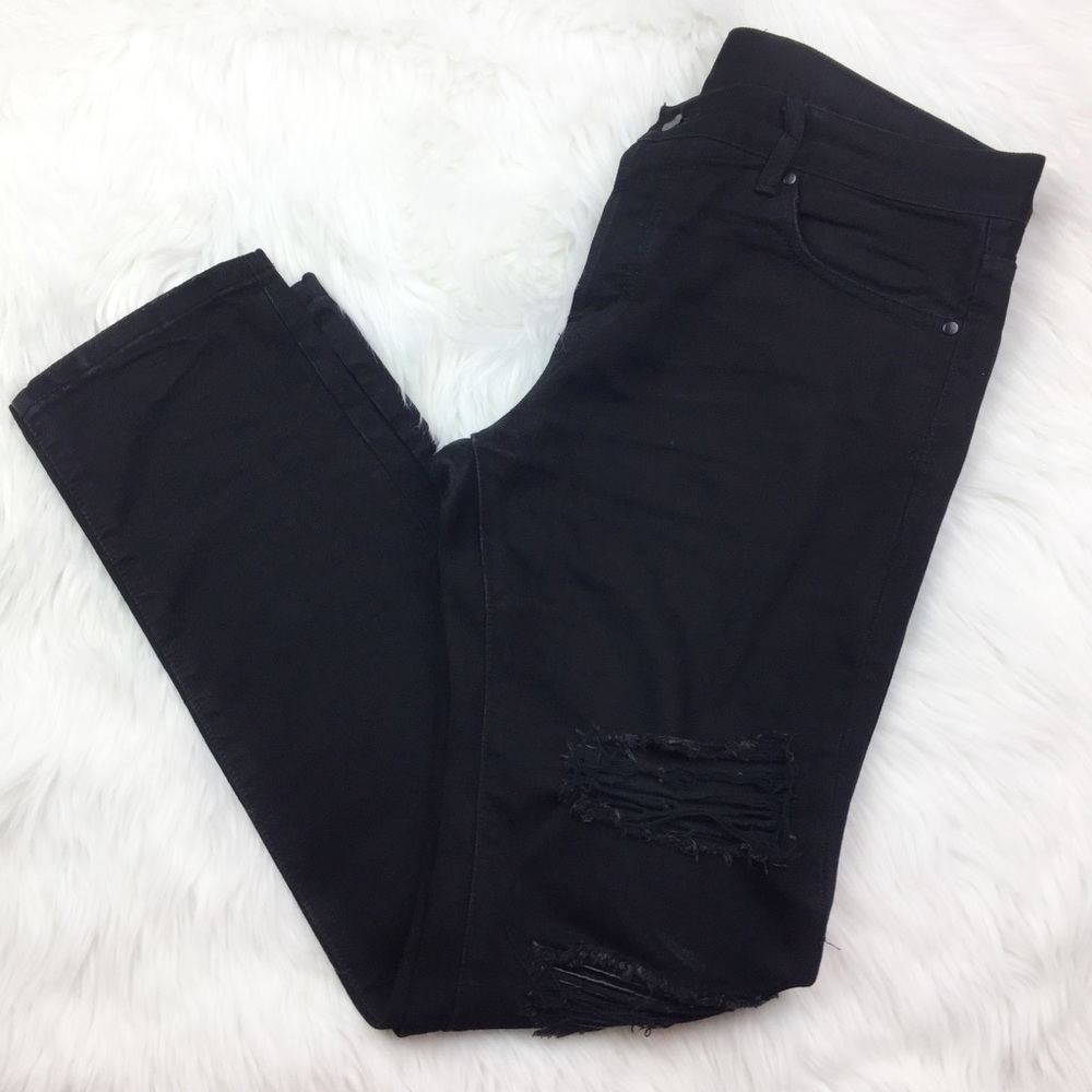 DOPE NWOT Black Faux Patch Distressed Denim Jeans - Picture 2 of 7