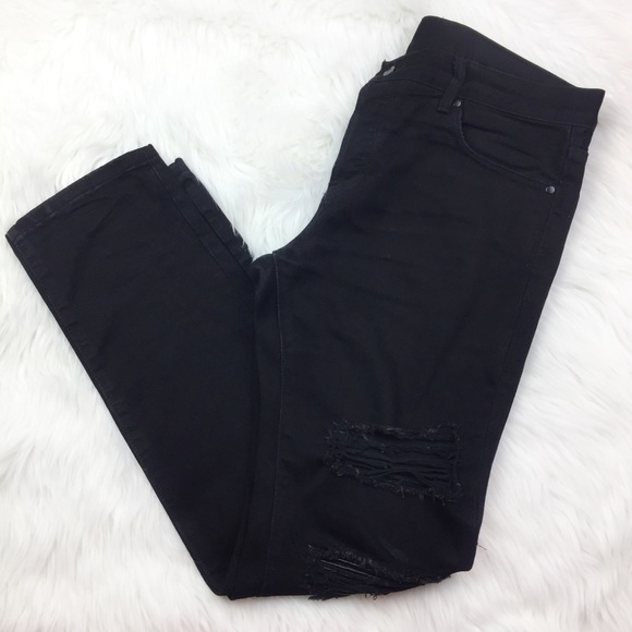 DOPE NWOT Black Faux Patch Distressed Denim Jeans - Picture 2 of 7