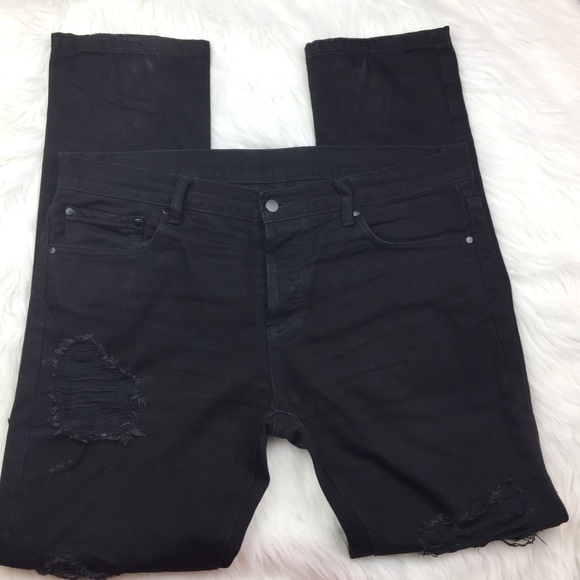 DOPE NWOT Black Faux Patch Distressed Denim Jeans - Picture 3 of 7