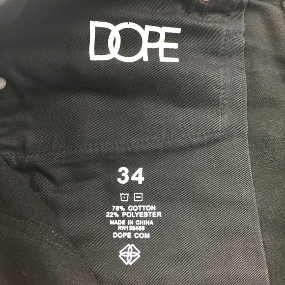 DOPE NWOT Black Faux Patch Distressed Denim Jeans - Picture 6 of 7