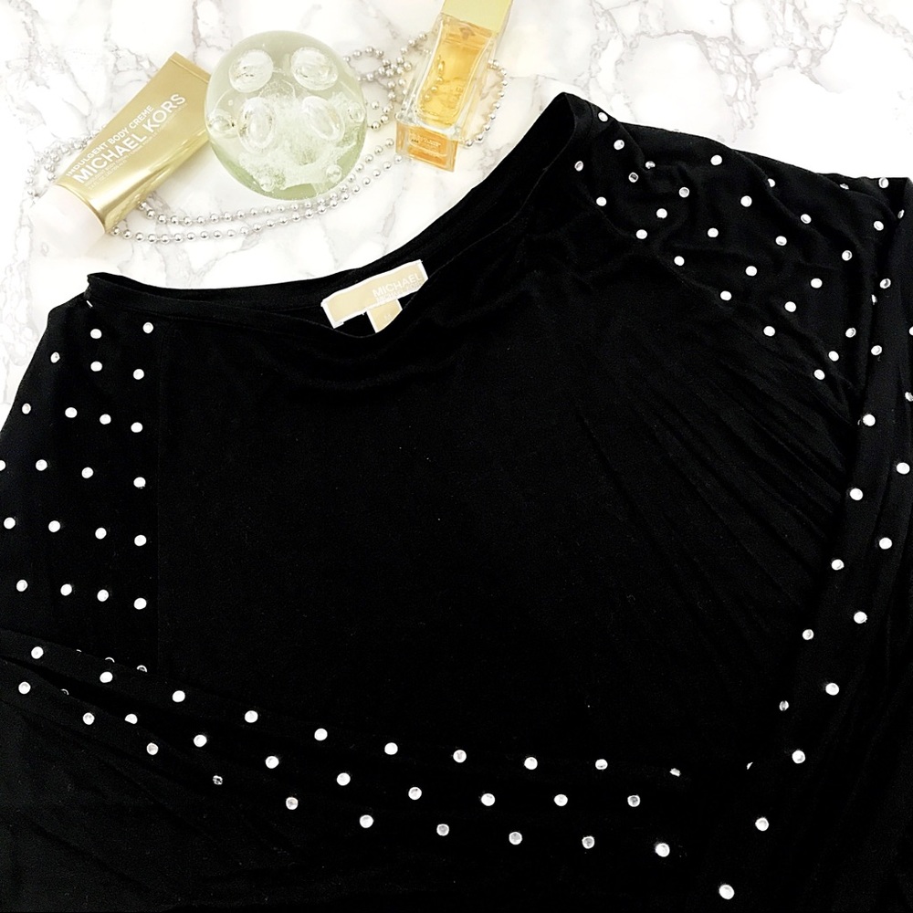 Michael Kors Bling rhinestone sleeve top