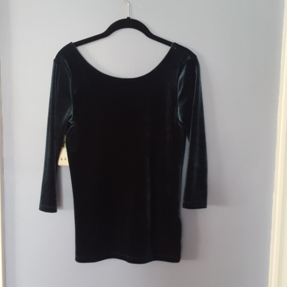 Emerald green velvet blouse