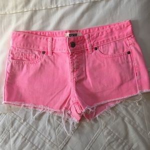 VS Pink neon pink denim shorts