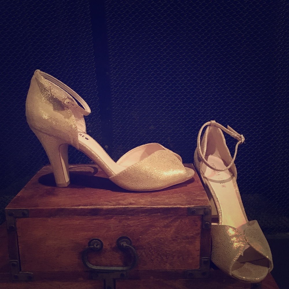 Gold Peep-Toe Dress Sandals