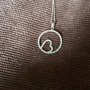 HEART IN CIRCLE DIAMOND CHIP NECKLACE