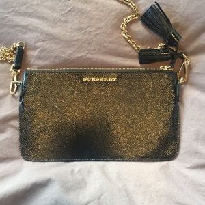Shiny black leather Burberry clutch