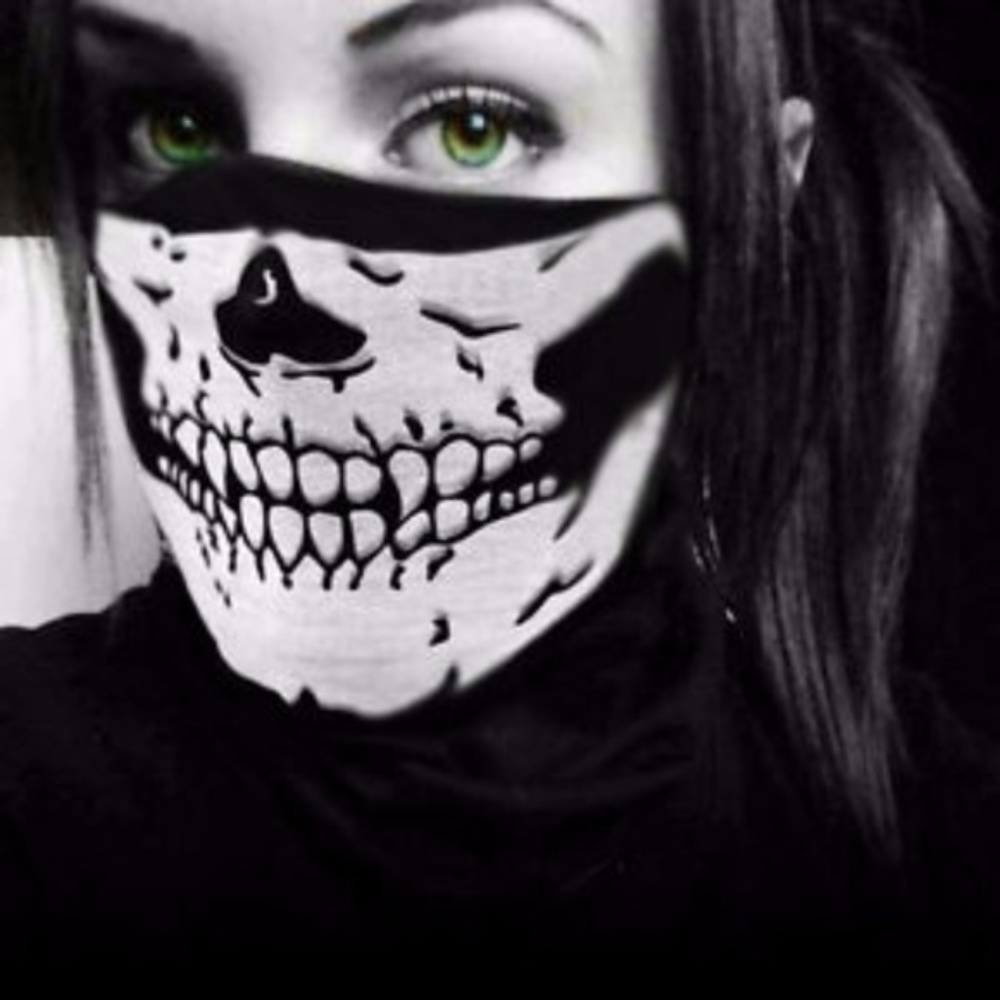 White Half Face Skull Tube Mask - Picture 5 of 8