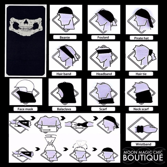 White Half Face Skull Tube Mask - Picture 7 of 8