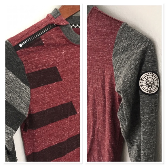 NWOT Zipper maroon/grey Shirt - Picture 3 of 4