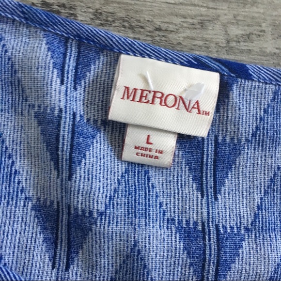 MERONA Blue Tunic Top with Crochet Trim - Large - Picture 4 of 5