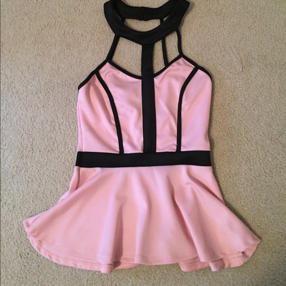 Pink and black peplum