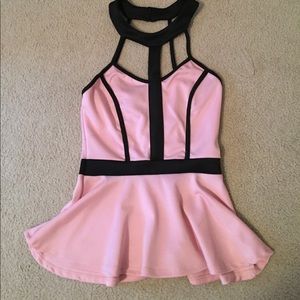 Pink and black peplum
