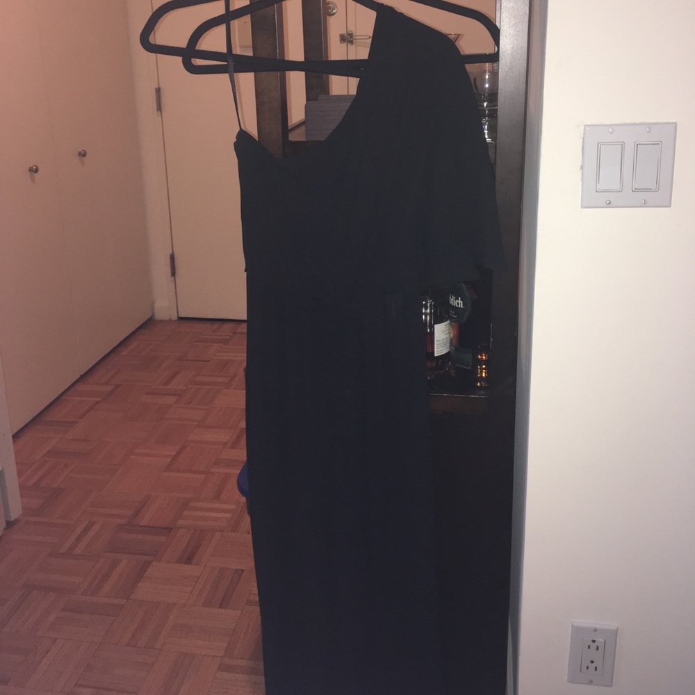 BCBG black one-shouldered jumpsuit