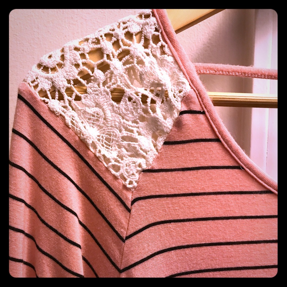 Cute Pink/Crotchet Striped Shirt