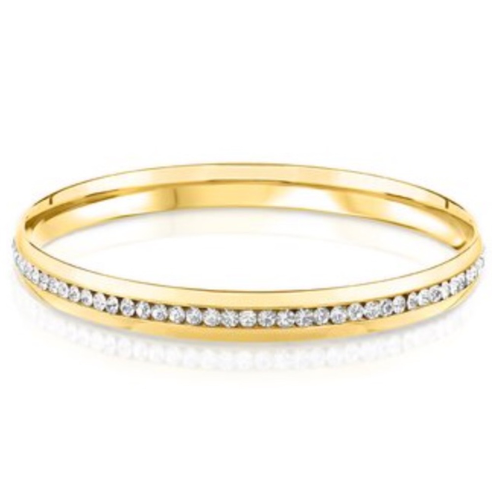 Gold Bangle with Swarovski Crystals
