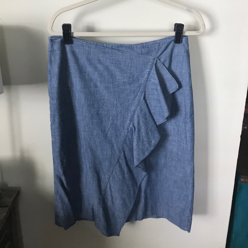 J.Crew chambray ruffle skirt