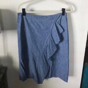 J.Crew chambray ruffle skirt