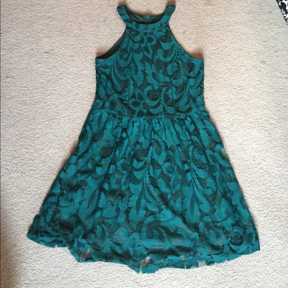 Emerald green lace dress