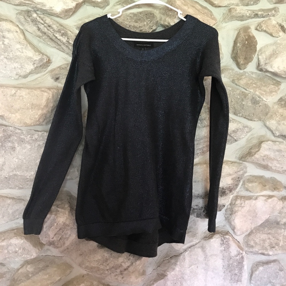 Banana Republic Metallic Navy High-Low Sweater