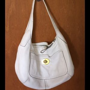 White leather coach purse