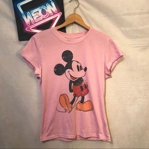 Disney MickeyMouse Jr Pink Distressed T L A2412