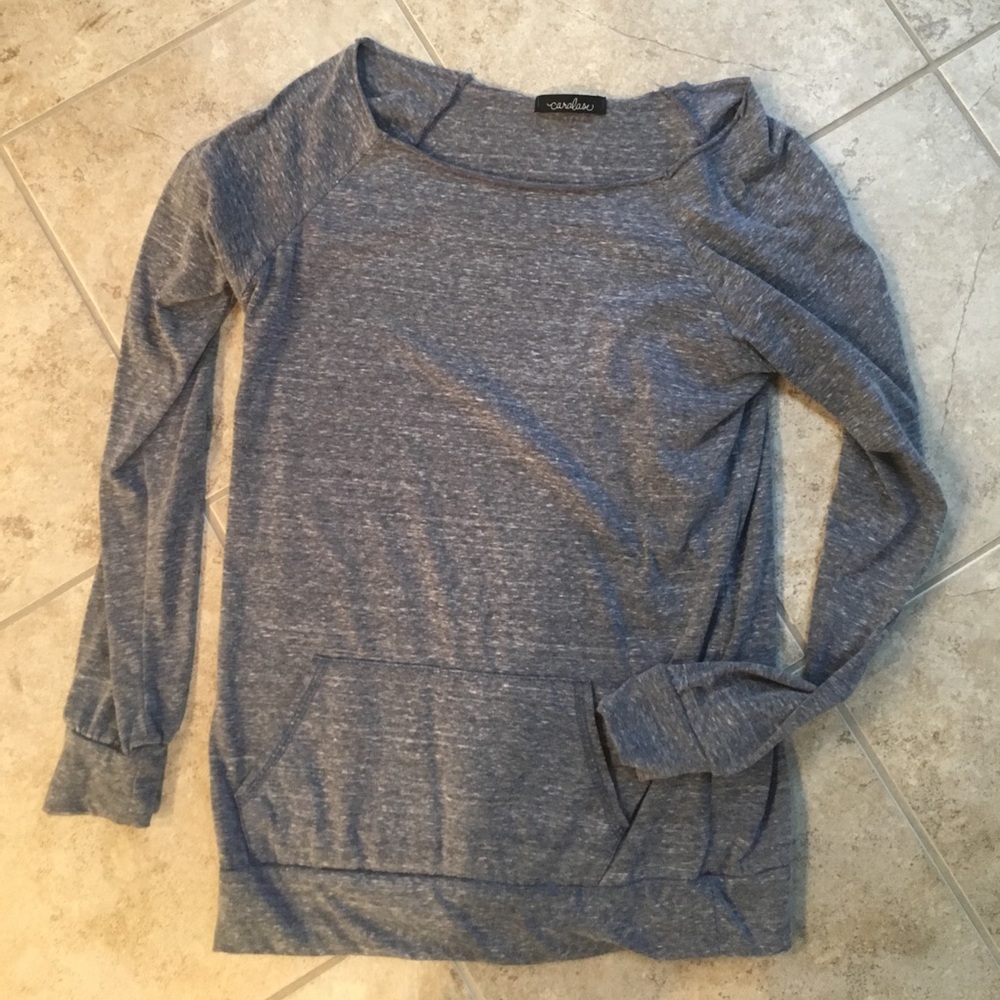 Boat neck heather blue top