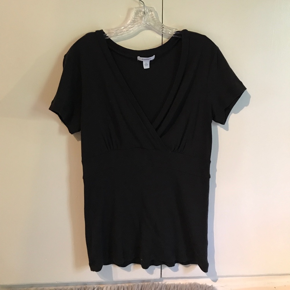 Black short sleeve dress top