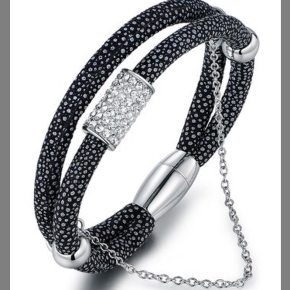 Black Rhodium Plated Swarovski Crystal Bracelet