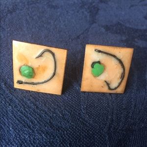 Vintage Handmade Men's Copper Fishing Cuff Links.