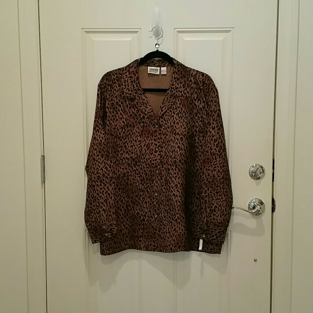 Chico's Design Size 3 (L) 100% Silk Leopard Print