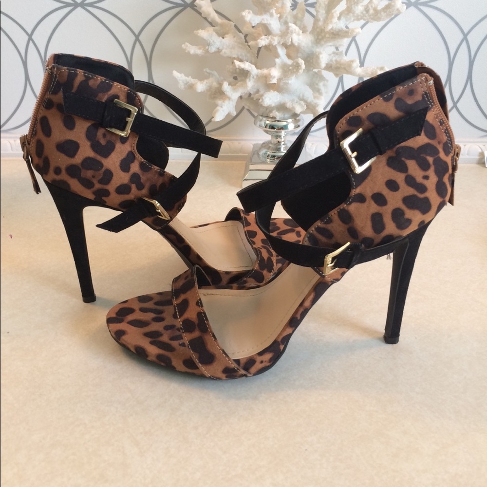 EUC Leopard Strappy Heels - Picture 1 of 7