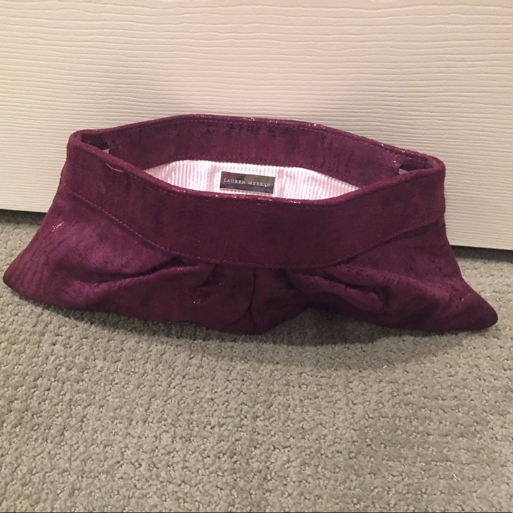 Lauren Merkin Metallic burgundy clutch