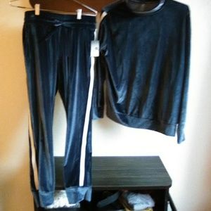 Macy's Xhiliration Blue Velour Track Suit