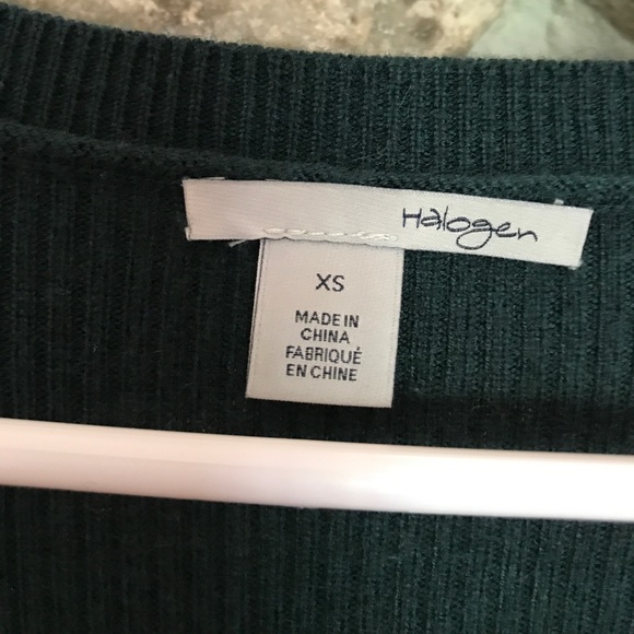 Halogen Hunter Green Ribbed V-Neck Sweater - Picture 2 of 3