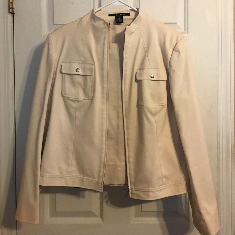 Light tan cotton/spandex SZ 10 pant SZ 14 jacket