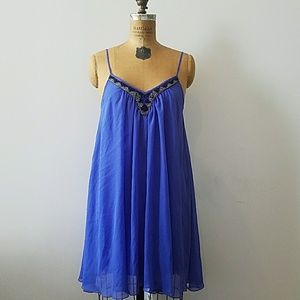 Sheer Beaded Babydoll Dress