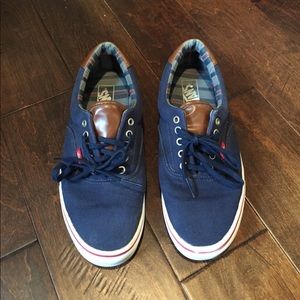 Mens - Navy & Leather vans -size 11