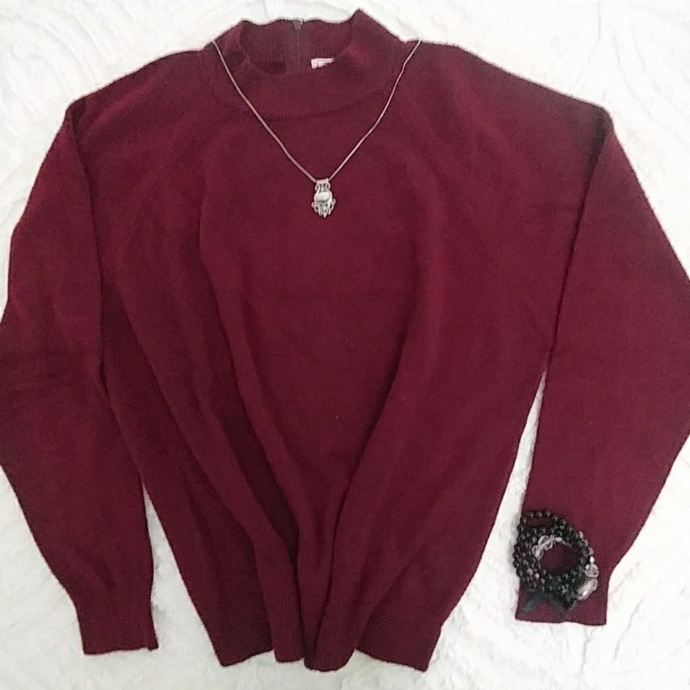 Charming Comfortable Burgundy Lg Slve Sweater szXL