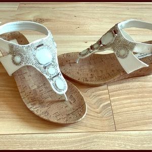 Vera Wang White Beaded and Jeweled Wedges