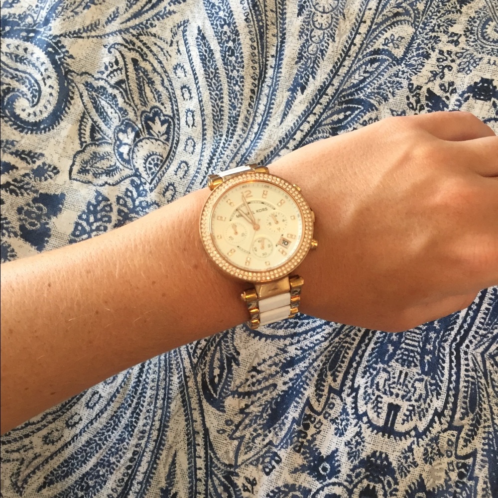Michael Kors Rose Gold and White Womens Watch