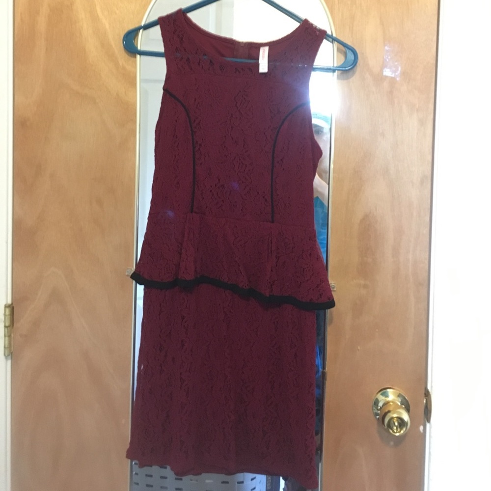 Burgundy peplum dress