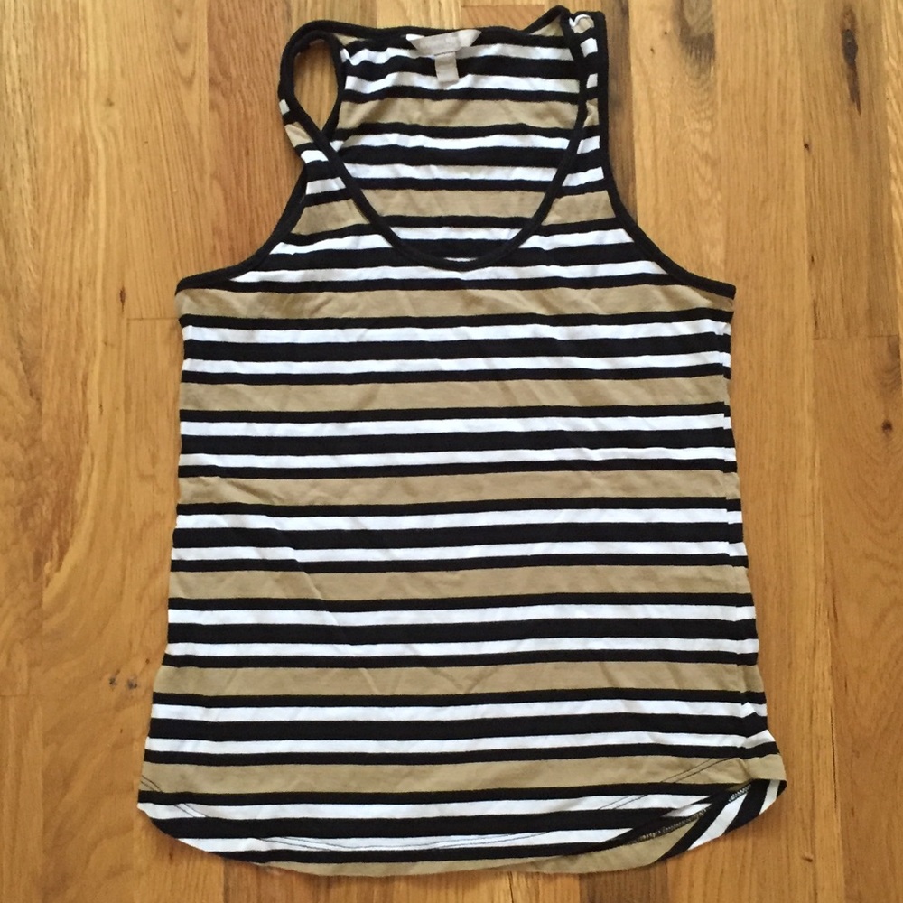 BR tan, black and white striped tank