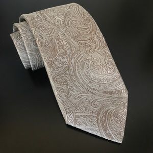 NWOT Canali silver paisley silk tie