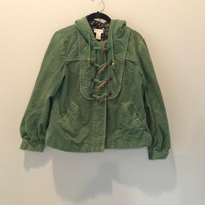 Anthropologie Elevenses Green Toggle Jacket